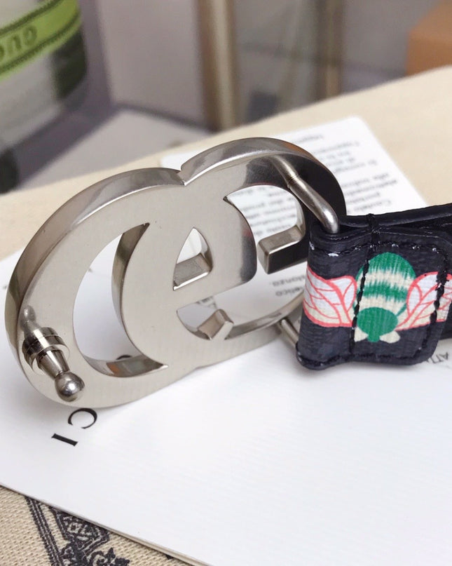 Gucci GG Marmont Belt 414516 – Cartoon Bee Print on GG Canvas