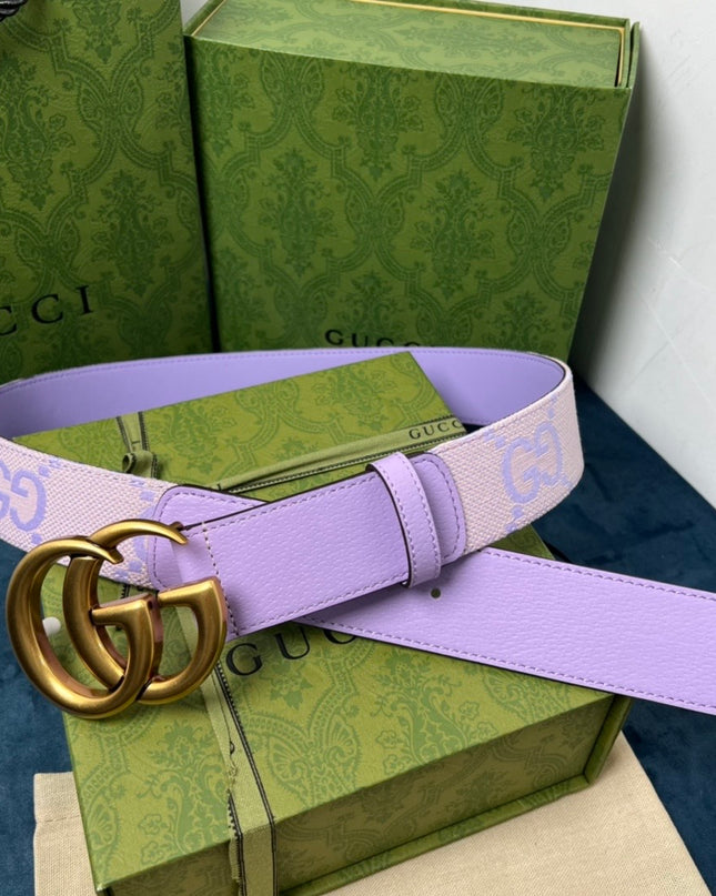 Gucci Marmont Belt – Lavender & Gold