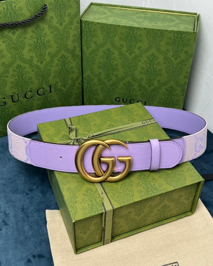 Gucci Marmont Belt – Lavender & Gold