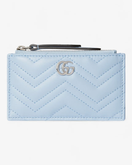 Gucci GG Marmont Matelassé Leather Card Case – Light Blue