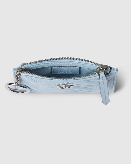Gucci GG Marmont Matelassé Leather Card Case – Light Blue