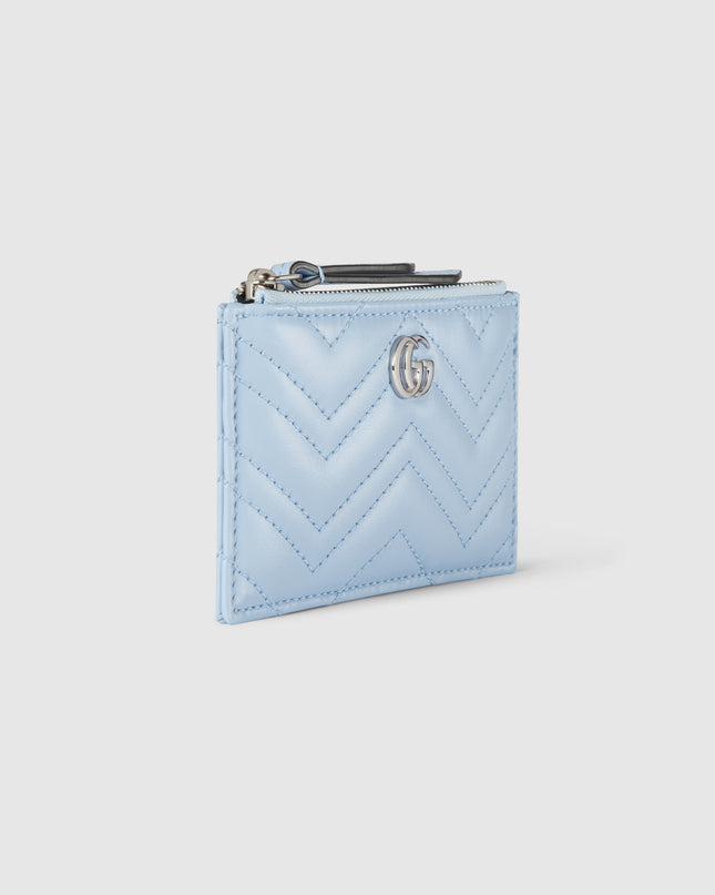 Gucci GG Marmont Matelassé Leather Card Case – Light Blue