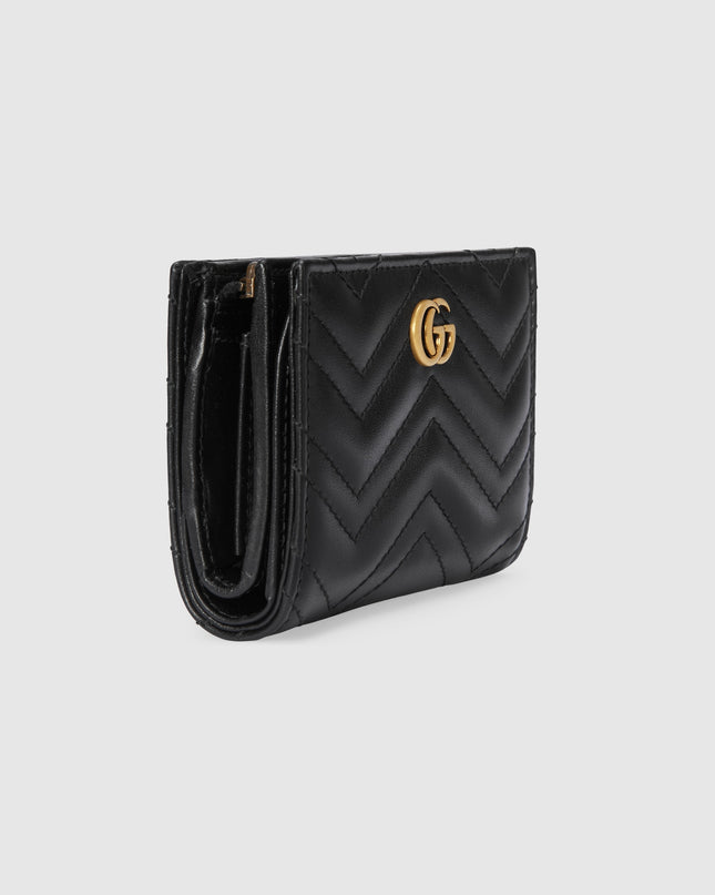 Gucci GG Marmont Matelassé Leather Compact Wallet – Black
