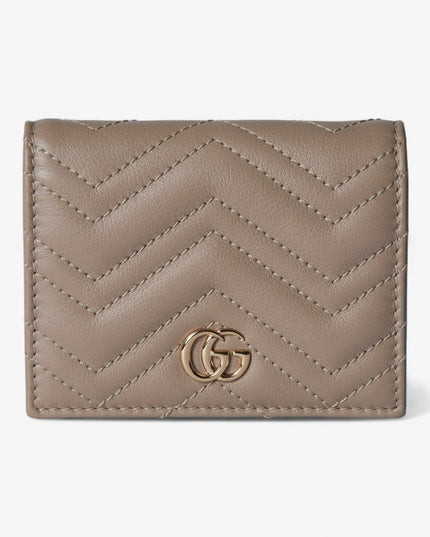 Gucci GG Marmont Matelassé Leather Compact Wallet – Taupe