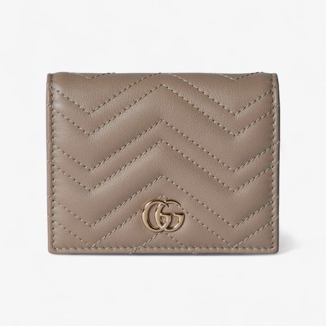 Gucci GG Marmont Matelassé Leather Compact Wallet – Taupe