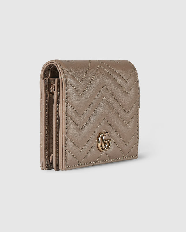Gucci GG Marmont Matelassé Leather Compact Wallet – Taupe