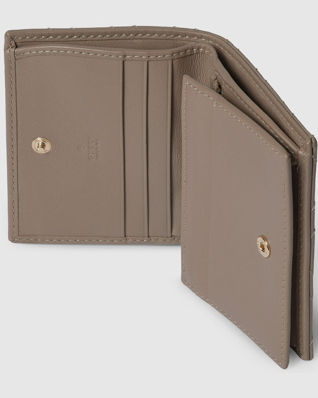 Gucci GG Marmont Matelassé Leather Compact Wallet – Taupe