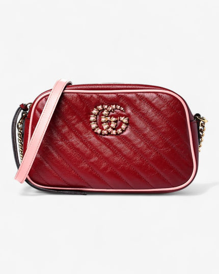 Gucci GG Marmont Mini Shoulder Bag – Red Matelassé with Crystal GG