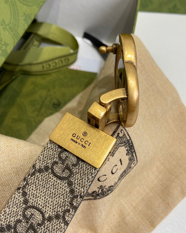 Gucci GG Marmont Reversible Belt with Gold Buckle