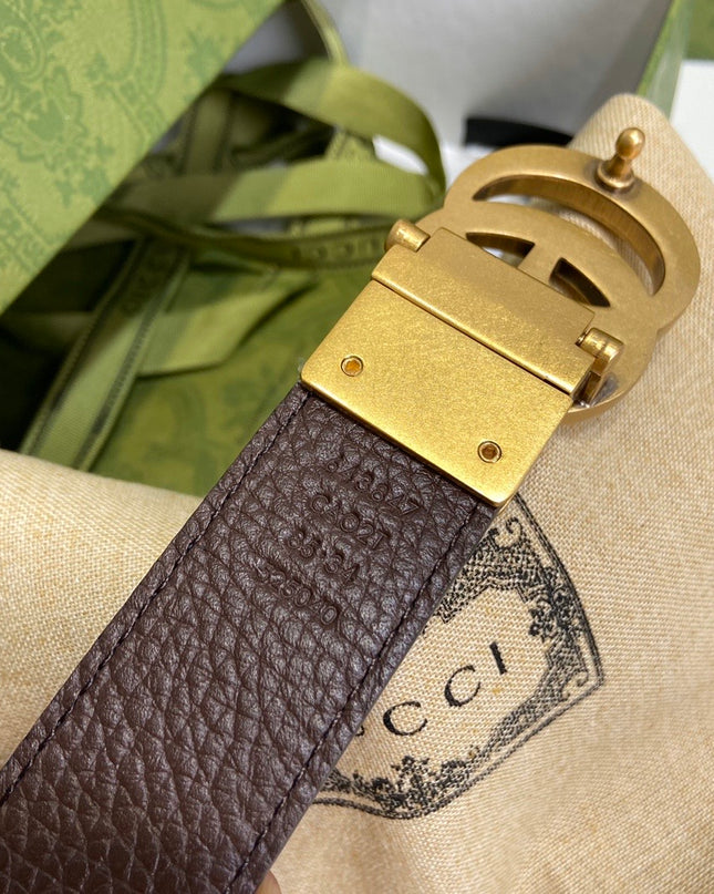 Gucci GG Marmont Reversible Thin Belt 643847 – Black & Brown Grained Leather