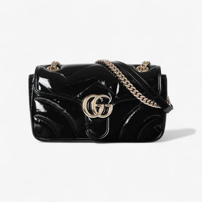 Gucci GG Marmont Small Shoulder Bag – Black Patent Leather