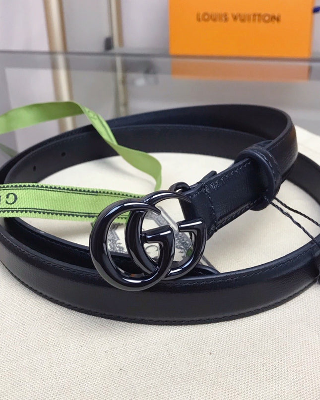 Gucci GG Marmont Thin Belt 409417 – Black Leather