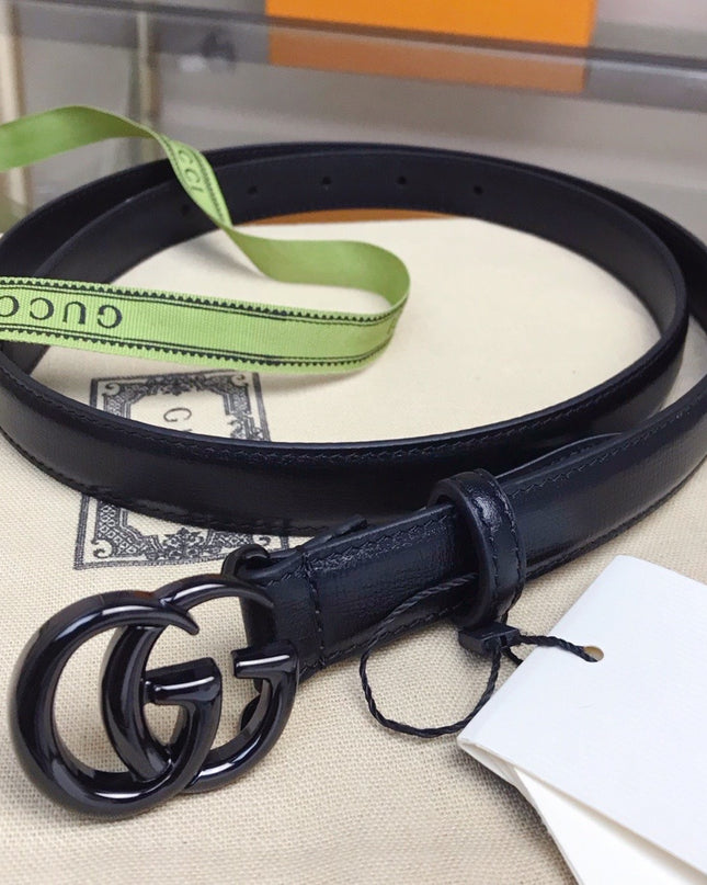 Gucci GG Marmont Thin Belt 409417 – Black Leather