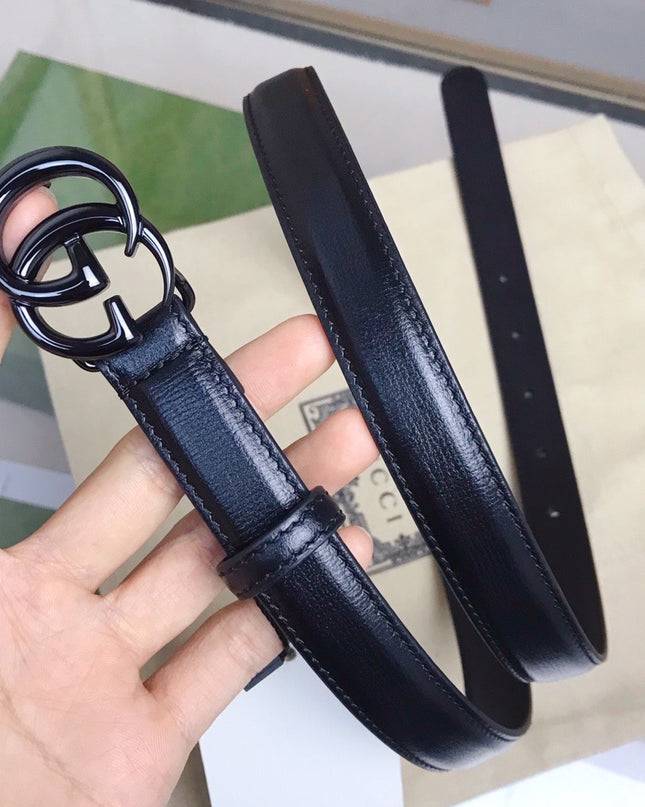 Gucci GG Marmont Thin Belt 409417 – Black Leather