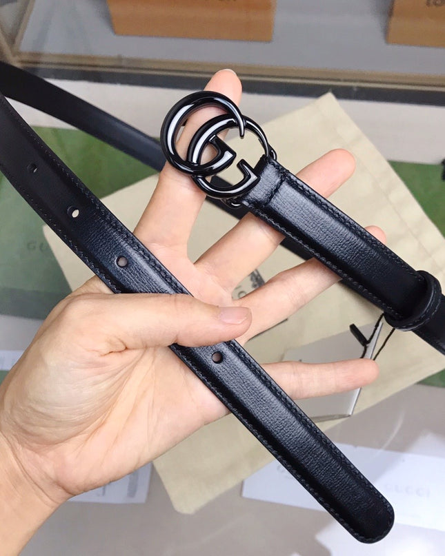 Gucci GG Marmont Thin Belt 409417 – Black Leather
