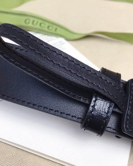 Gucci GG Marmont Thin Belt 414516 – Black Leather