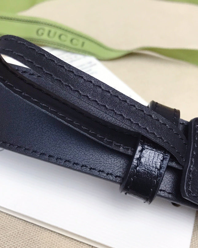 Gucci GG Marmont Thin Belt 414516 – Black Leather