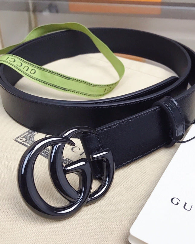 Gucci GG Marmont Thin Belt 414516 – Black Leather