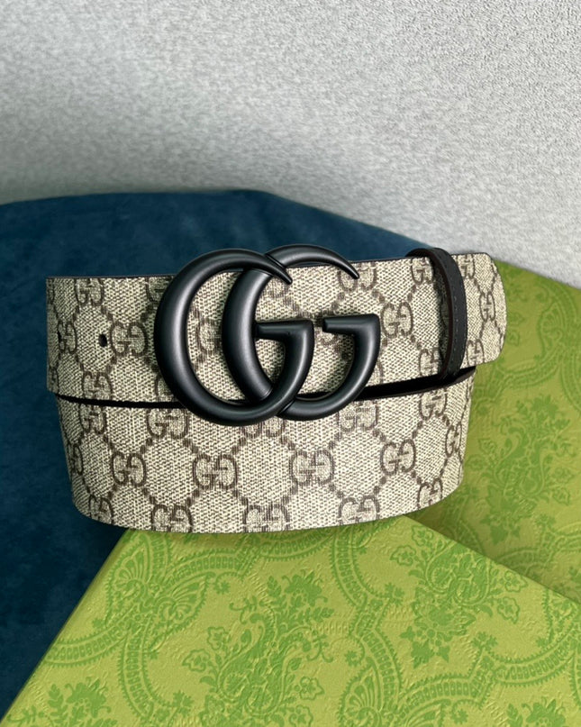 Gucci GG Marmont Thin Belt in GG Supreme Canvas with Black Hardware