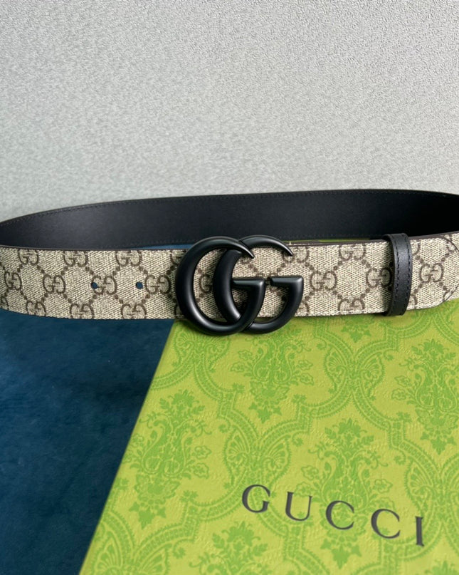 Gucci GG Marmont Thin Belt in GG Supreme Canvas with Black Hardware