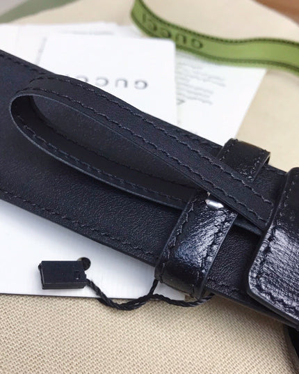 Gucci GG Marmont Wide Belt 400593 – Black Leather