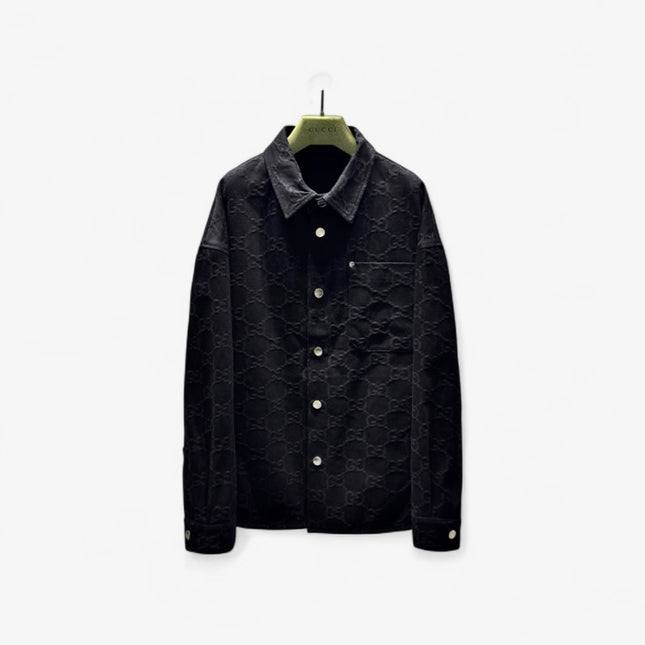 Gucci GG Monogram Black Button-Up Shirt Jacket