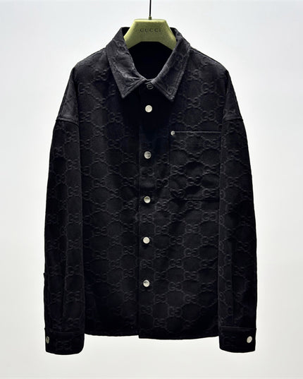 Gucci GG Monogram Black Button-Up Shirt Jacket