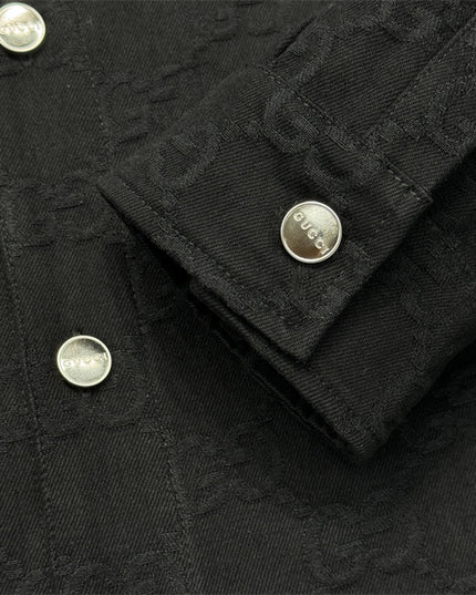 Gucci GG Monogram Black Button-Up Shirt Jacket