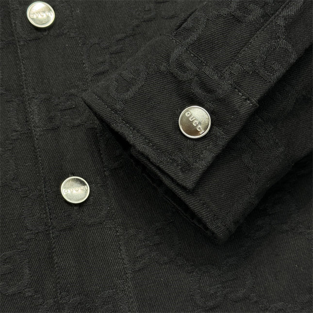 Gucci GG Monogram Black Button-Up Shirt Jacket