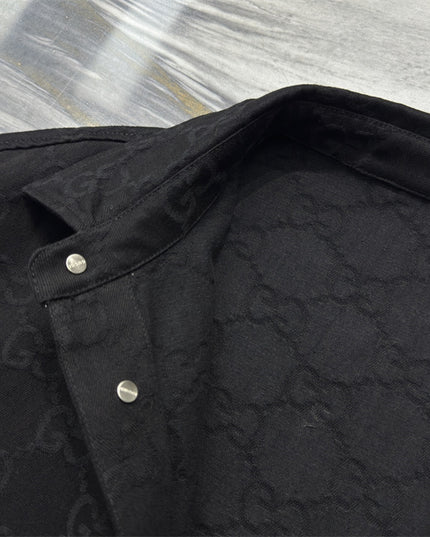 Gucci GG Monogram Black Button-Up Shirt Jacket