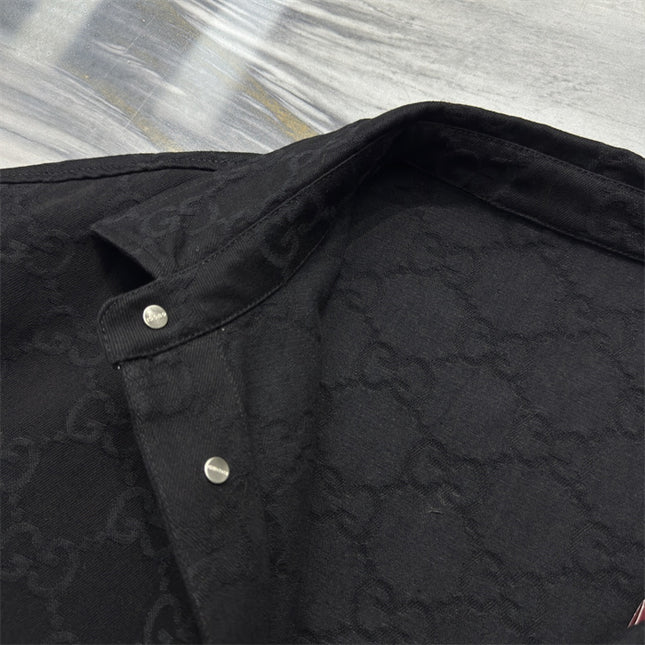 Gucci GG Monogram Black Button-Up Shirt Jacket
