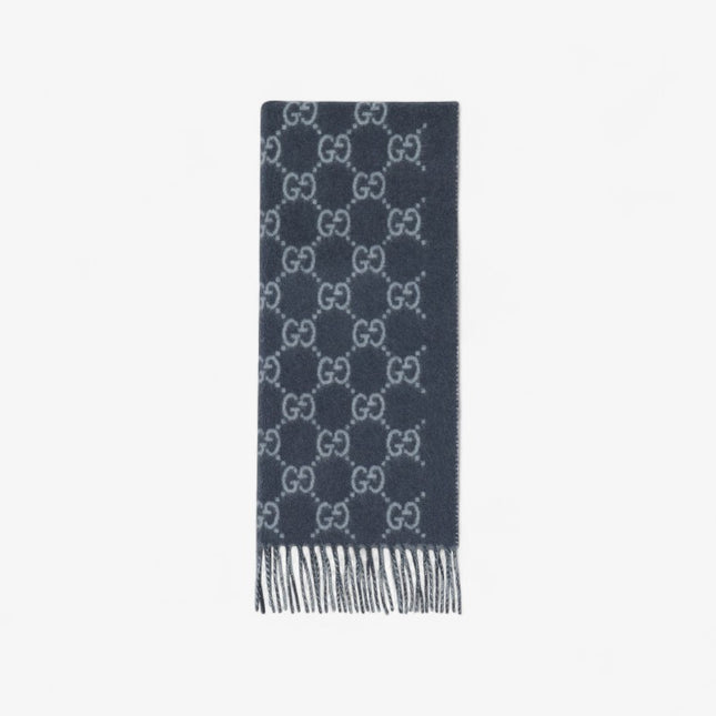 Gucci GG Monogram Cashmere Scarf – Blue