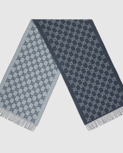 Gucci GG Monogram Cashmere Scarf – Blue