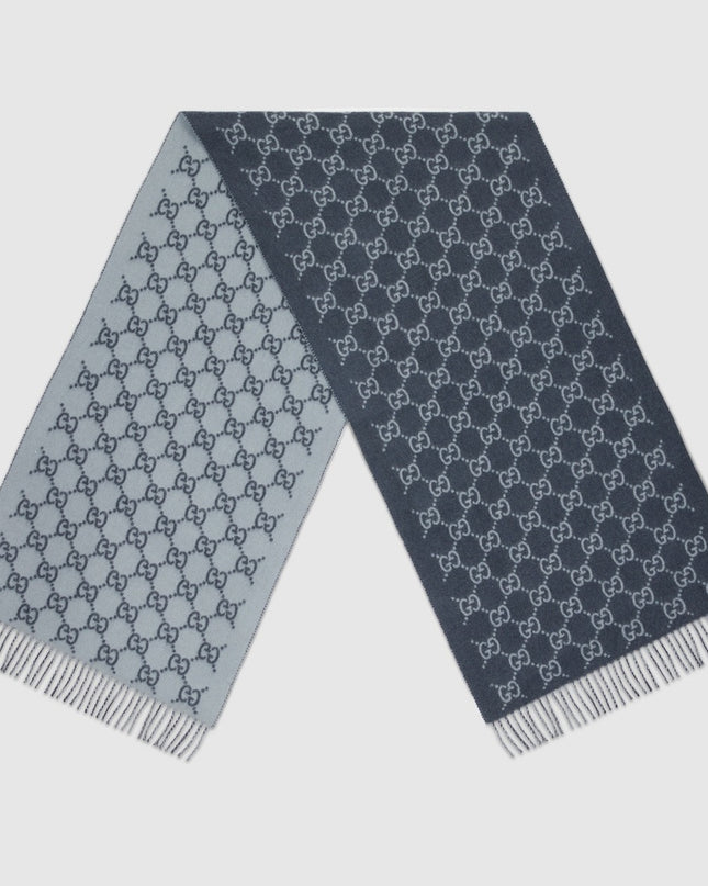 Gucci GG Monogram Cashmere Scarf – Blue