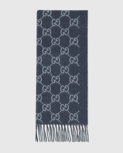 Gucci GG Monogram Cashmere Scarf – Blue