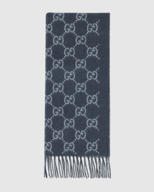 Gucci GG Monogram Cashmere Scarf – Blue