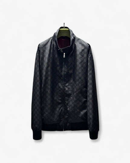Gucci GG Monogram High-Collar Bomber Jacket – Black