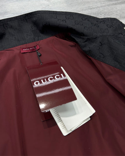 Gucci GG Monogram High-Collar Bomber Jacket – Black
