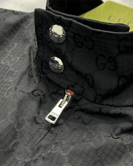 Gucci GG Monogram High-Collar Bomber Jacket – Black