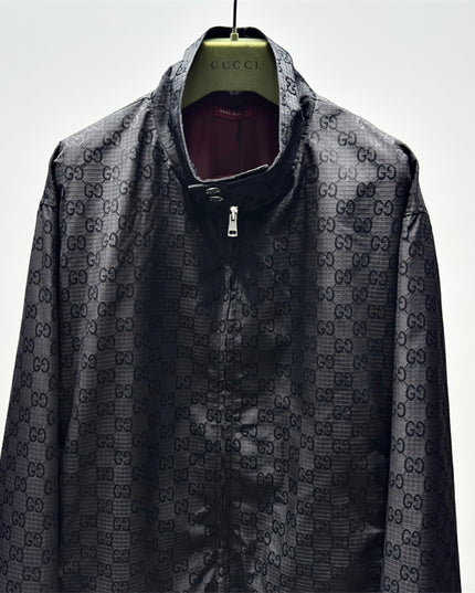 Gucci GG Monogram High-Collar Bomber Jacket – Black
