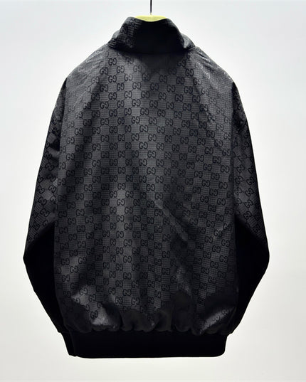 Gucci GG Monogram High-Collar Bomber Jacket – Black
