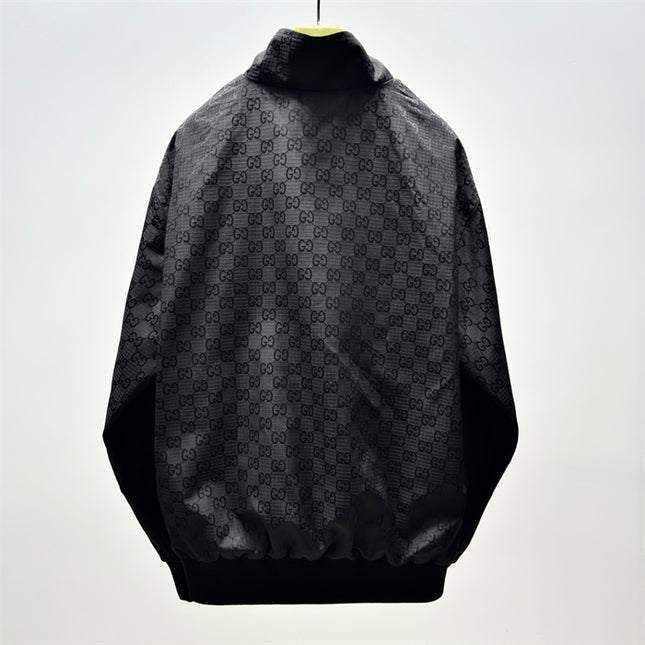 Gucci GG Monogram High-Collar Bomber Jacket – Black