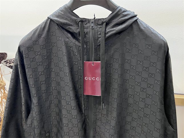 Gucci GG Monogram Nylon Windbreaker – Black Jacket