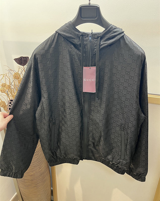 Gucci GG Monogram Nylon Windbreaker – Black Jacket