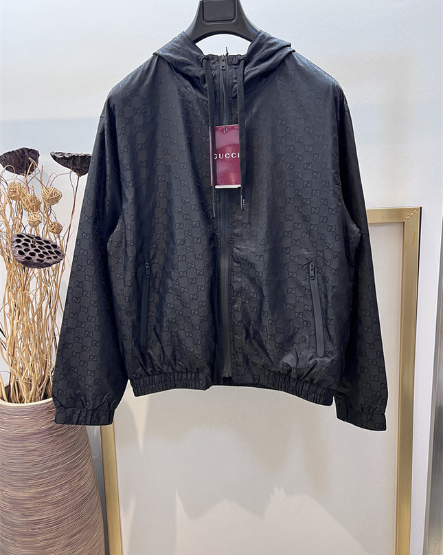 Gucci GG Monogram Nylon Windbreaker – Black Jacket