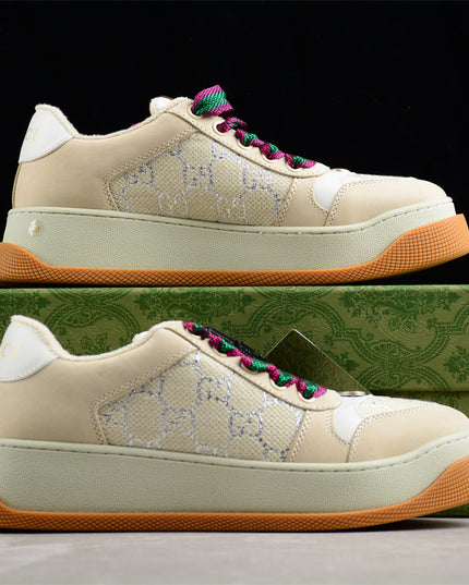 Gucci GG Monogram Platform Sneaker – Beige & Multicolor