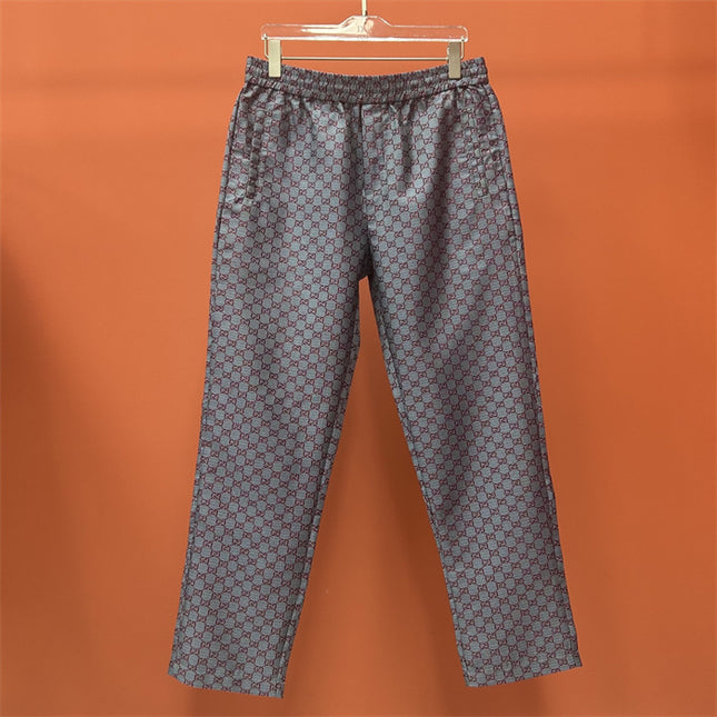 Gucci GG Monogram Satin Lounge Pants – Red on Grey