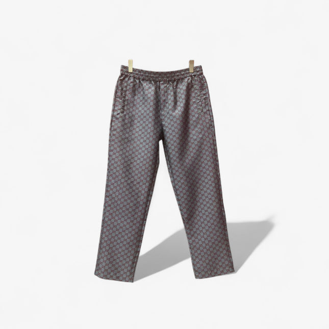 Gucci GG Monogram Satin Lounge Pants – Red on Grey