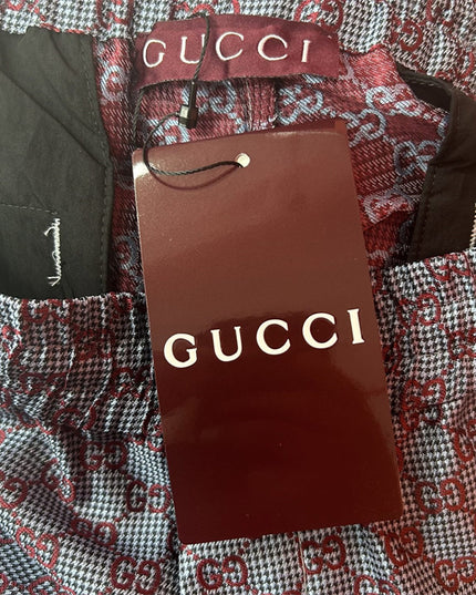 Gucci GG Monogram Satin Lounge Pants – Red on Grey