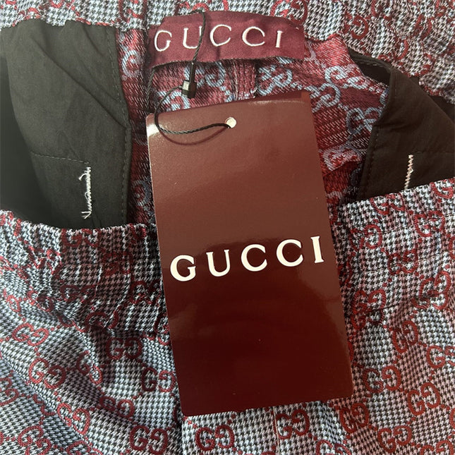Gucci GG Monogram Satin Lounge Pants – Red on Grey